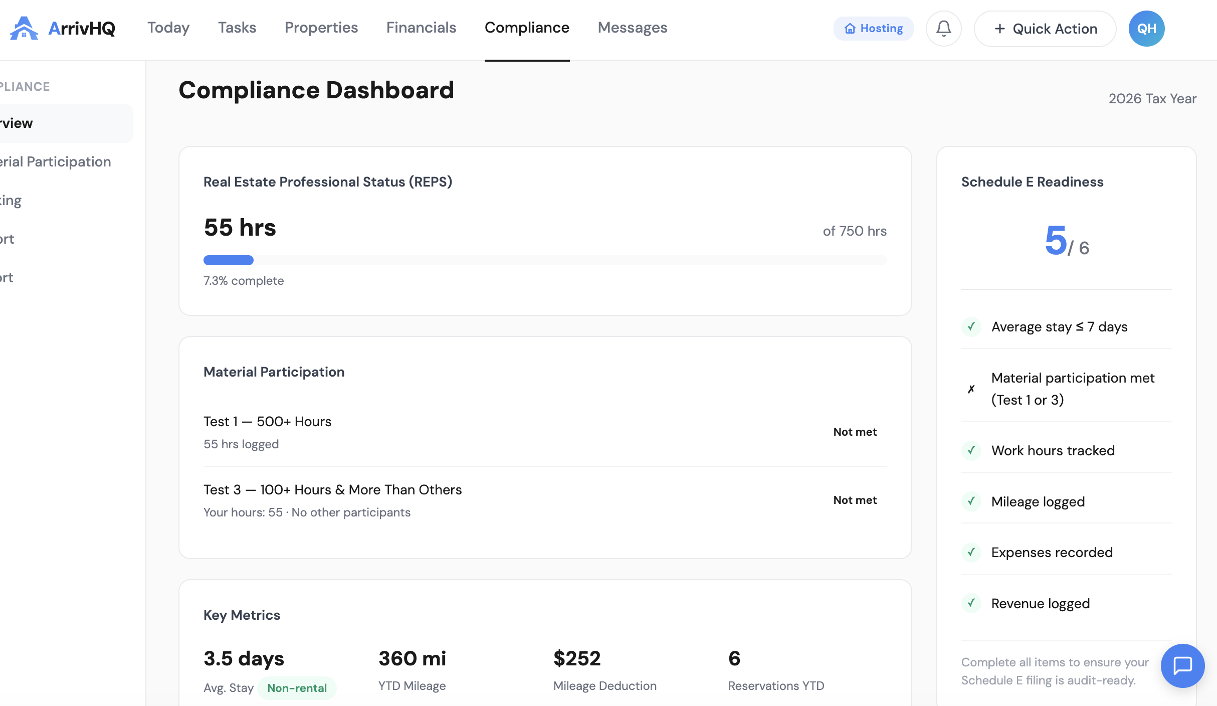 Compliance tracking and export